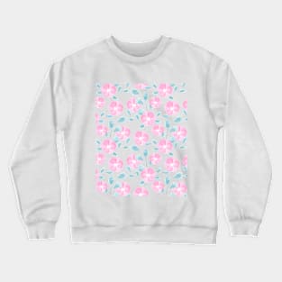 Cute Loose Watercolor Florals in Blue and Pink Crewneck Sweatshirt